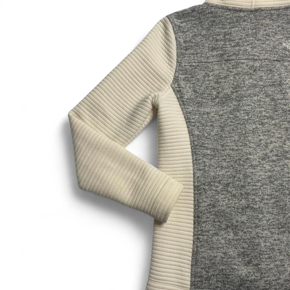 The North Face Cream Gray Knit Fleece Full Zip Jacket Womens Medium - Picture 7 of 8